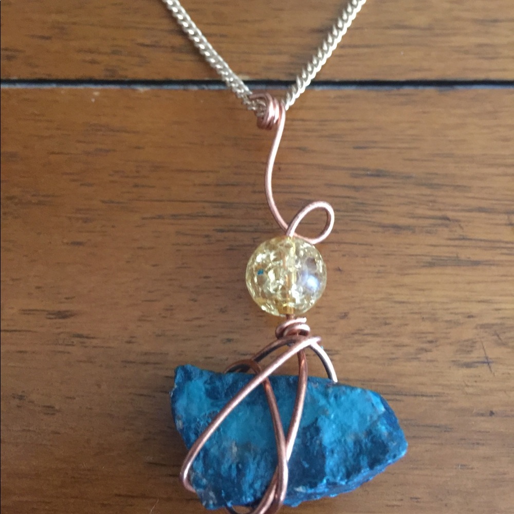 Blue Earth Lacquer Gem Necklace 2